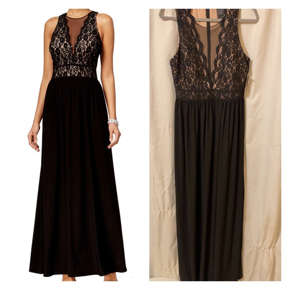 NEW Black Floral Lace Sequined Cocktail dress